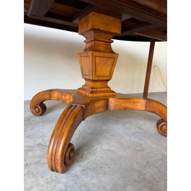 Vintage Biedermeier Neoclassical-Style Cherry Wood Expandable Pedestal Dining Table For Sale - Image 17 of 18