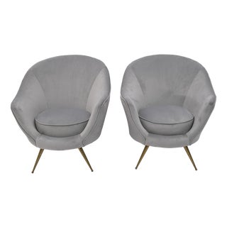 Mid-Century Modern Velvet Chairs by Federico Munari, Italy, 1950s, Set of 2 For Sale