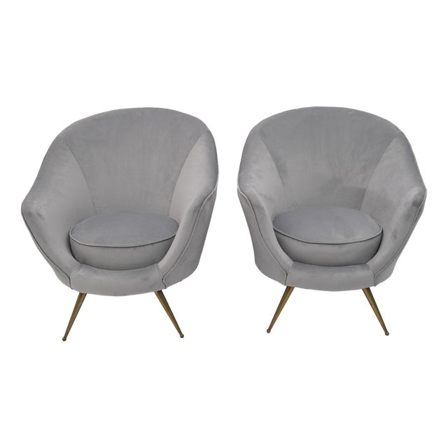 Mid-Century Modern Velvet Chairs by Federico Munari, Italy, 1950s, Set of 2 For Sale