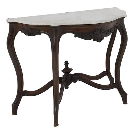 Antique Italian Console Table in Wood and White Marble, 1890 For Sale