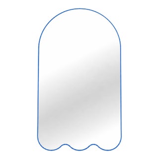 Blue Archvyli A3 Minimalist Large Arched Wall Mirror With Wavy Base For Sale