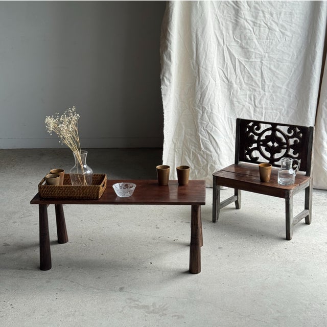 Vintage Indonesian Brown Teak Coffee Table with Tapered Legs, 1980s For Sale - Image 12 of 18