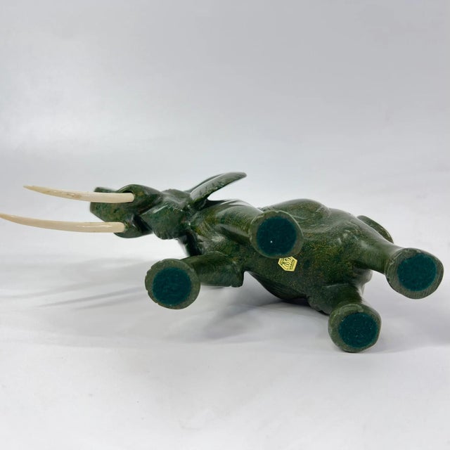 Early 20th Century Early 20th Century Shona Stone Verdite Elephant Sculpture MATTER COLLECTION For Sale - Image 5 of 10
