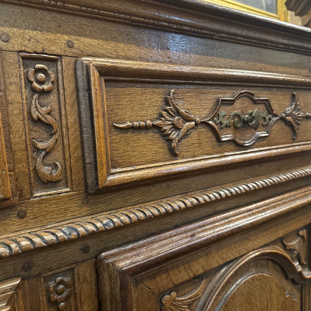 Mammoth 18th Century Oak Buffet- Beautiful Carved Details For Sale - Image 12 of 12