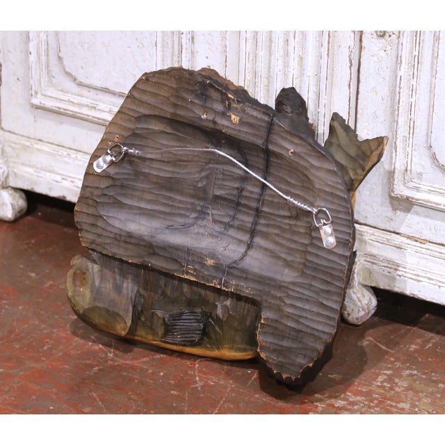 19th Century German Black Forest Walnut Bear and Fish Carved Wall Sculpture For Sale In Dallas - Image 6 of 6
