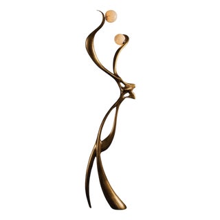X-Lampe Elfe Floor Lamp in Brass and Marble by Duen Studio For Sale