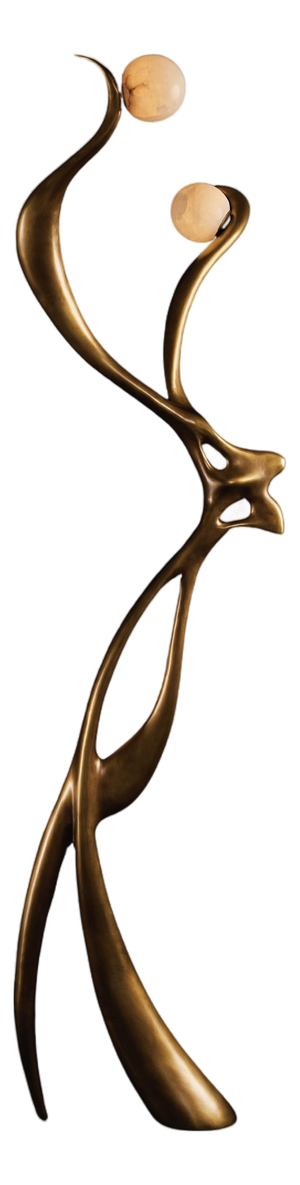X-Lampe Elfe Floor Lamp in Brass and Marble by Duen Studio
