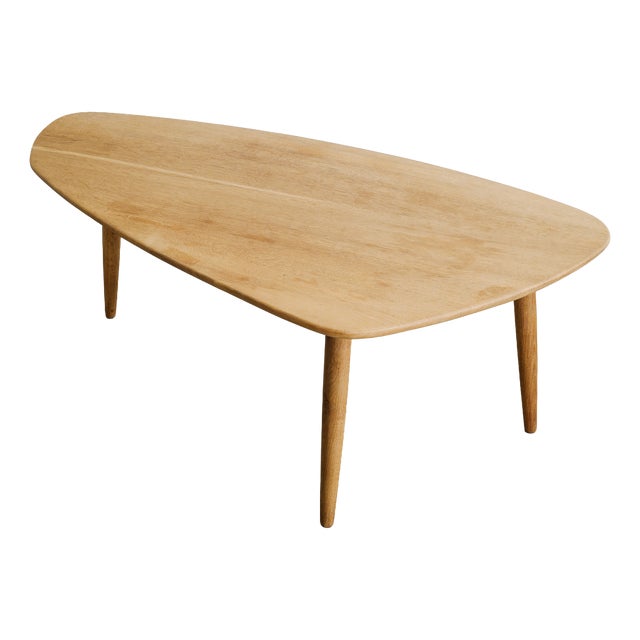 Danish Sculptural Free-Form Wooden Oak Coffee Table, 1960s For Sale