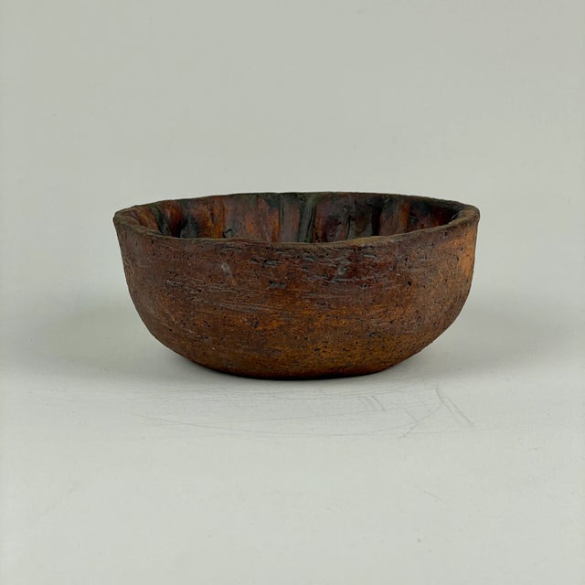 Mid-Century Modern Vintage Signed Ceramic Studio Bowl With Canyon Design in Flaming Copper Finish For Sale - Image 3 of 8