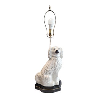 Antique English Staffordshire Dog Lamp For Sale