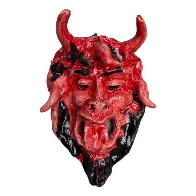 Red Ceramic Apotropaic Mask, Gennaro Condurso, Italy, 2010s For Sale