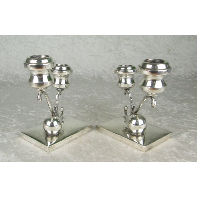 Mid 20th Century P Lopez G Mexican Sterling Silver Candle Sticks - A Pair For Sale - Image 10 of 18