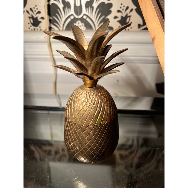 Metal Vintage Brass Pineapple Box For Sale - Image 7 of 7