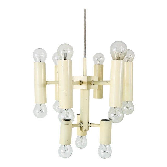 1960s Sciolari 9-Arm White Chandelier For Sale