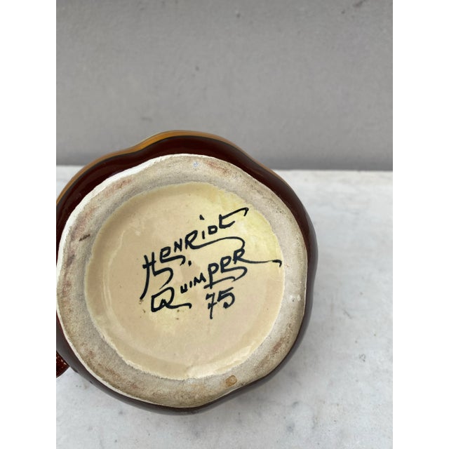 French Faience Pitcher Henriot Quimper For Sale - Image 9 of 9