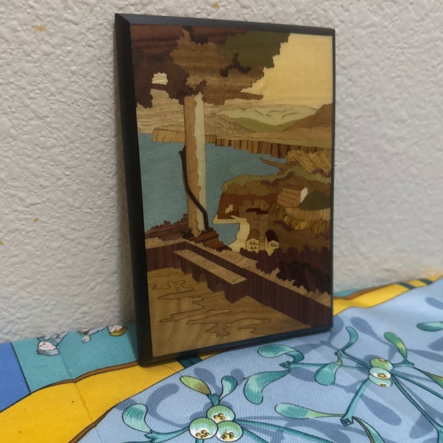 If you are looking for a standout, one-of-a-kind piece of art, this is it. This vintage Italian marquetry (wood inlay)...