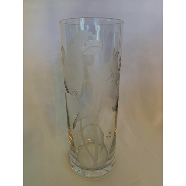 Mid 20th Century Perry Coyle Tall Etched Glass Lily Vase For Sale - Image 13 of 13