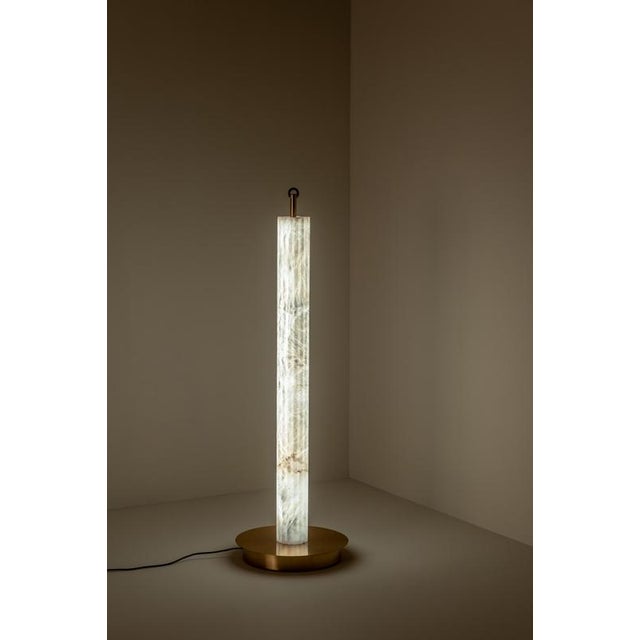 Roller floor lamp by united alabaster dimensions: ⌀ 35 x h 115 cm (customizable height) materials: alabaster, copper (matt...