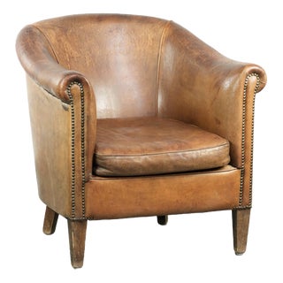 Vintage Sheepskin Club Armchair For Sale