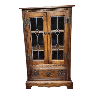 Mid 20th Century Old Charm Wood Brothers Solid Oak Entertainment Cabinet