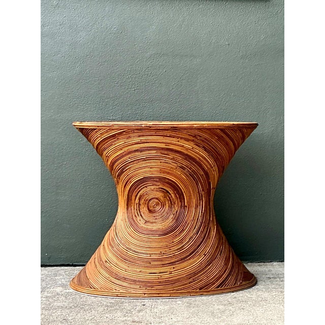 Vintage Pencil Reed Sunburst Dining Table Pedestal For Sale - Image 9 of 13