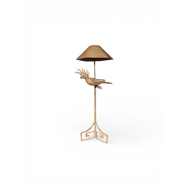 Hollywood Regency Mario Lopez Torres Rattan, Cockatoo Floor Lamp - Hollywood Regency , Signed For Sale - Image 3 of 12