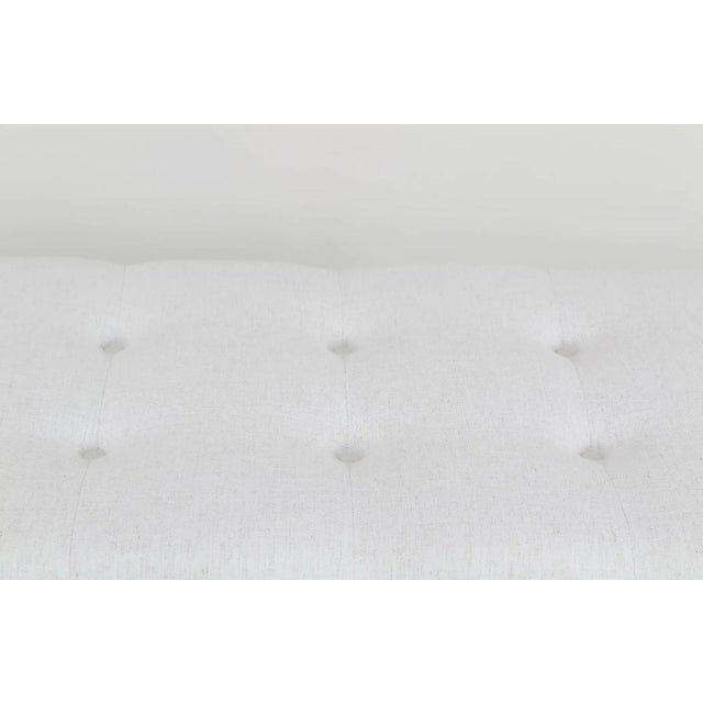 Mid-Century Modern Walnut & Chenille Ottoman For Sale - Image 9 of 9