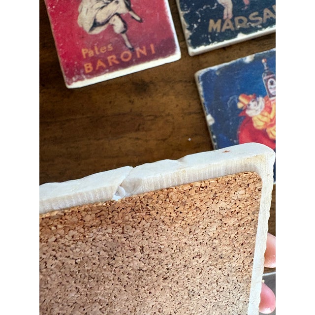 Vintage Italian Advertising Ceramic Coasters, Set of 4 | Ingham Marsala, Baroni & Cacao Cida For Sale - Image 13 of 16