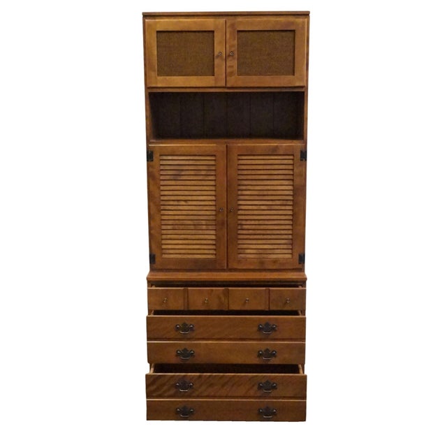 Ethan Allen Ethan Allen Rare Heirloom Nutmeg Maple CRP Custom Room Plan 30" Shutter Door Radio Cabinet W. HiFi Turntable 10-4510p / 10-4039 For Sale - Image 4 of 18