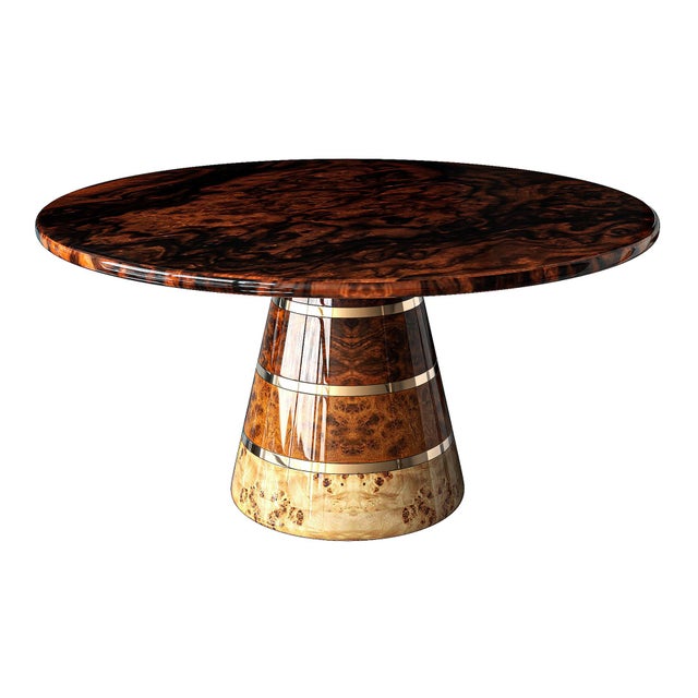 Not Yet Made - Made To Order "Goodwood" Round Table With Unique Woods and Bronze Details, Handmade For Sale - Image 5 of 5