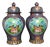 Large Pair of Chinese Cloisonné Enamel Mandarin Duck & Lotus Jars With Lids - 19" Tall For Sale
