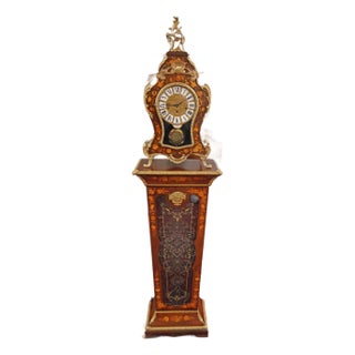 1980s Inlaid Italian Rococo Tiffany & Co Musical Mantel Clock With Matching Pedestal For Sale