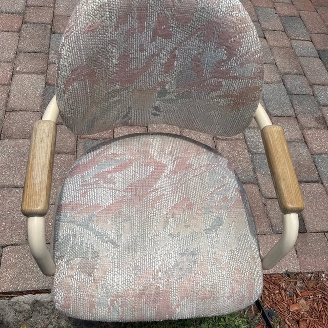 1980s Set of 4 Vintage Cromcraft 80s Style Dining Room Adjustable Swivel Chairs With Wheels & Covers For Sale - Image 5 of 12