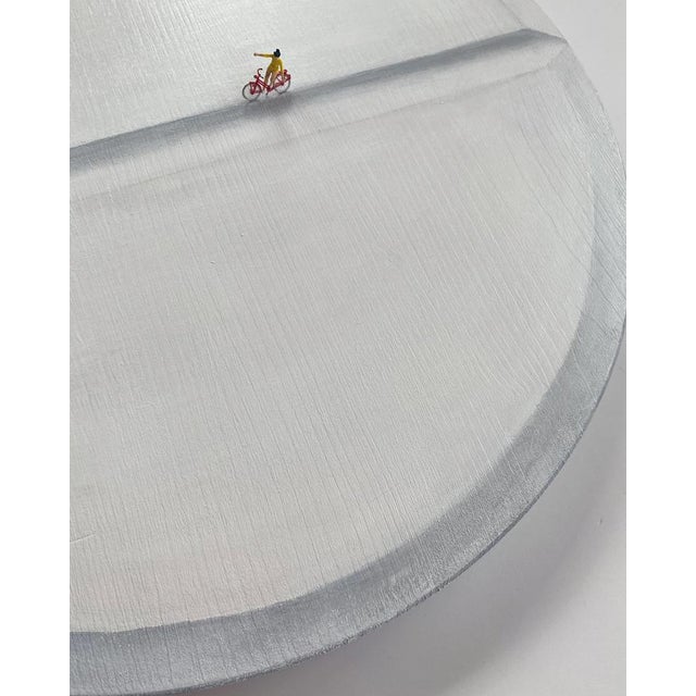 Early 21st Century Vera Vizzi, Minimalist Wall Sculpture in Circular White Relief with Miniature Figure, 2023, Mixed Media For Sale - Image 5 of 9