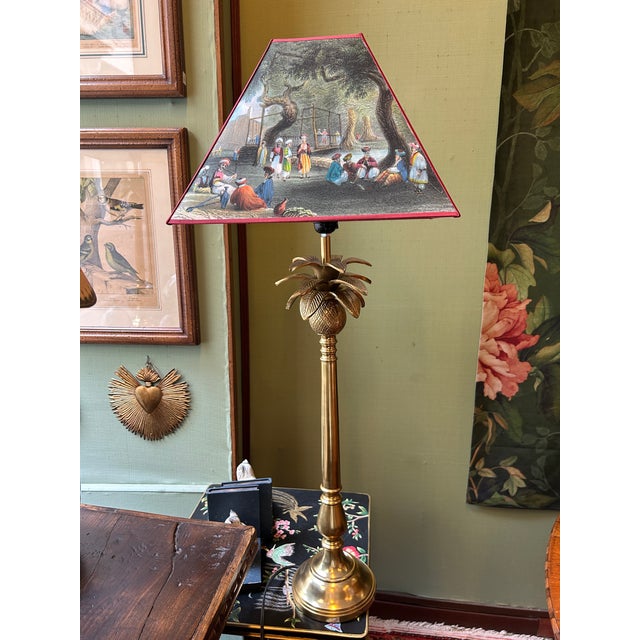 Palm Tree Lamp with Carré Lampshade by Tillier For Sale - Image 4 of 5