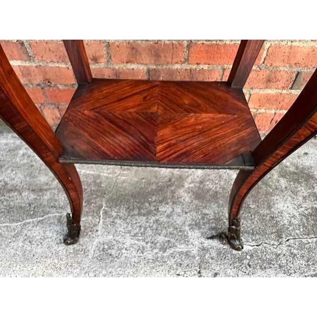 Louis XV Style Rosewood and Servres Style Porcelain Inset Hinged Vitrine. 19th Century. For Sale - Image 4 of 12