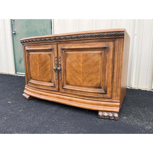 Brown Michael Amini Aico Paw Foot Media Console Cabinet For Sale - Image 8 of 12