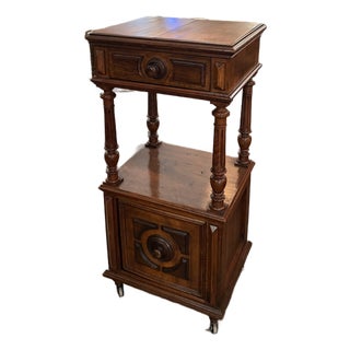 19th Century French Renaissance Carved Walnut Rolling Etagere Dumbwaiter For Sale