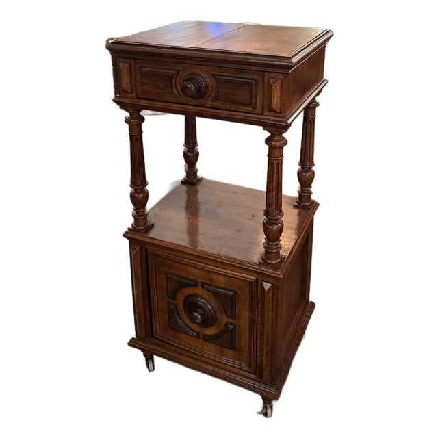 19th Century French Renaissance Carved Walnut Rolling Etagere Dumbwaiter For Sale