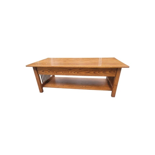Country View Amish Handcrafted Arts & Crafts Mission Oak Coffee Table For Sale In Washington DC - Image 6 of 10