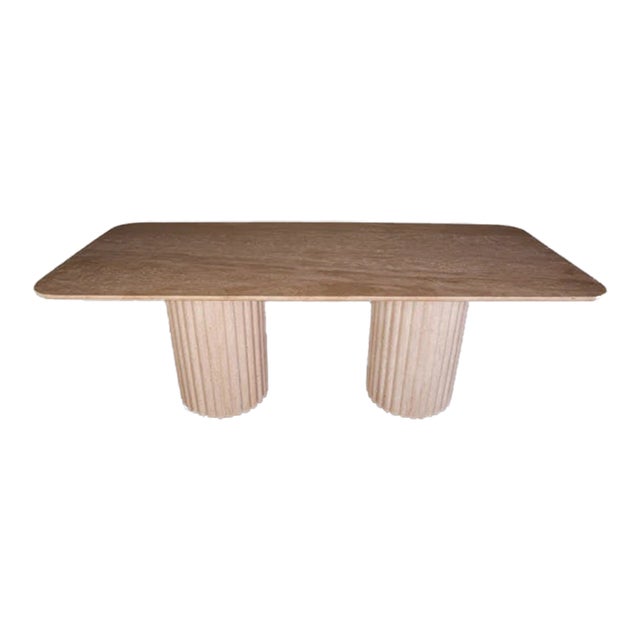 Raye Travertine Dining Table 74" For Sale