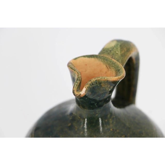 Ceramic Rare 19th Century, Small Green Portuguese Earthenware Jug With Handle For Sale - Image 7 of 12