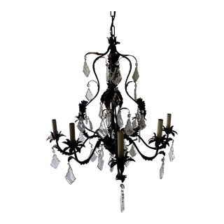 Tole Crystal Chandelier For Sale