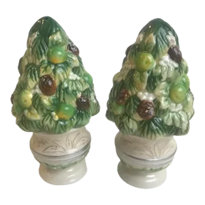 Vintage Fitz and Floyd Winter Garden Topiary Salt & Pepper Shakers- a Pair