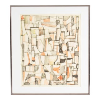 Harry Hilson 1961 Abstract Ink and Watercolor Painting For Sale