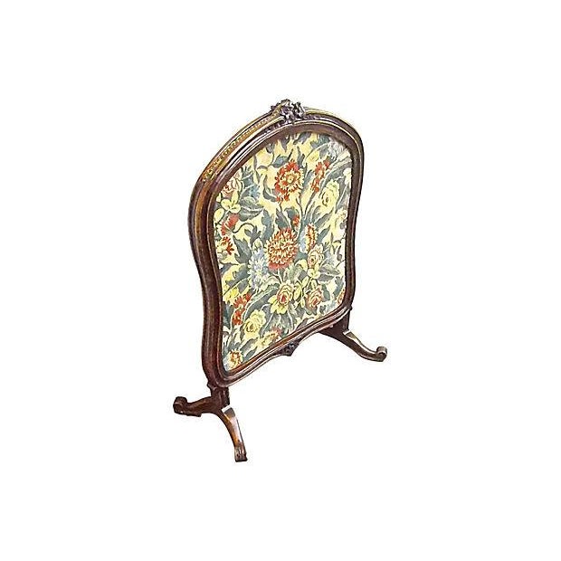 Antique Floral Tapestry Carved Wood Fire Screen Chairish