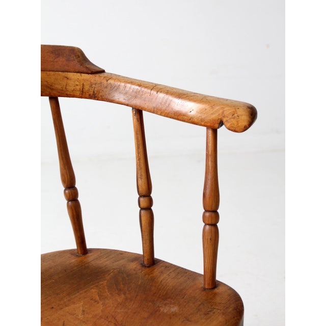 Antique Windsor Captain’s Chair Wood Spindle Armchair For Sale - Image 13 of 14