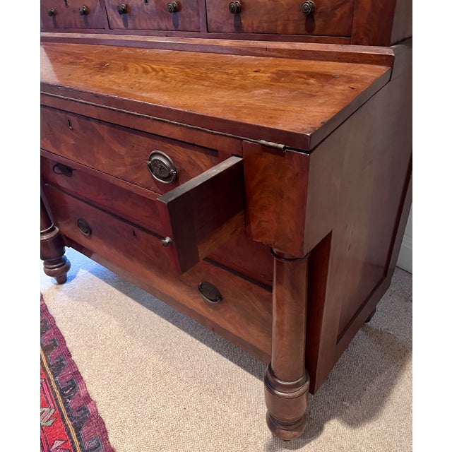 Antique Early 1900s Flame Mahogany Secretary With Bookcase For Sale In San Antonio - Image 6 of 18