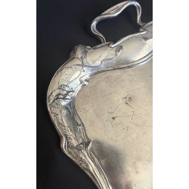 Antique Art Nouveau Silver Crumb Tray For Sale - Image 4 of 8