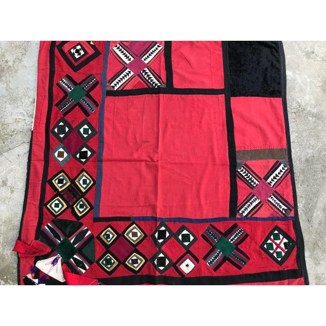 UNIQUE VINTAGE SUZANI FABRIC - Handmade Bed Cover, SQUARE Red Table Cloth - Suitable for Wall Hanging * Size is .2 FT x .0...